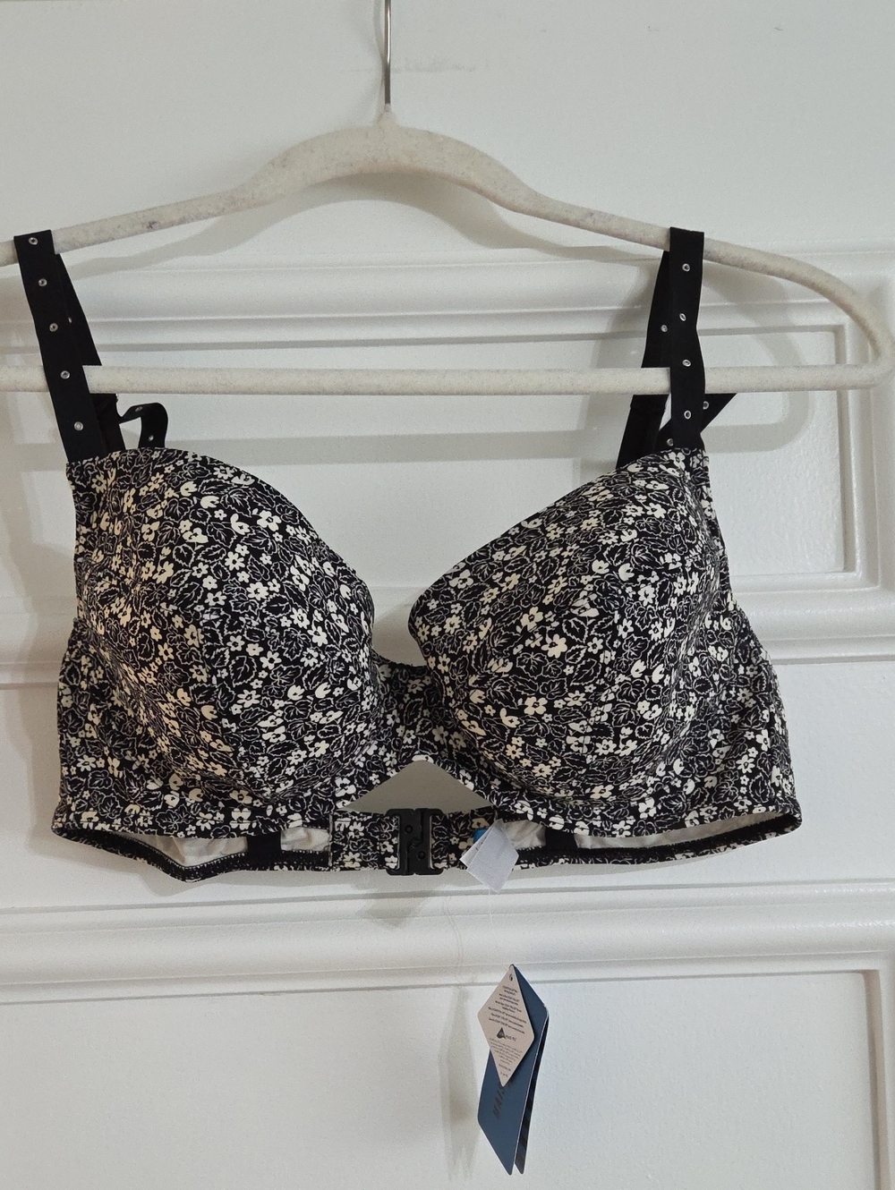 MAISON LEJABY Bikini Top Black & White Floral 36D